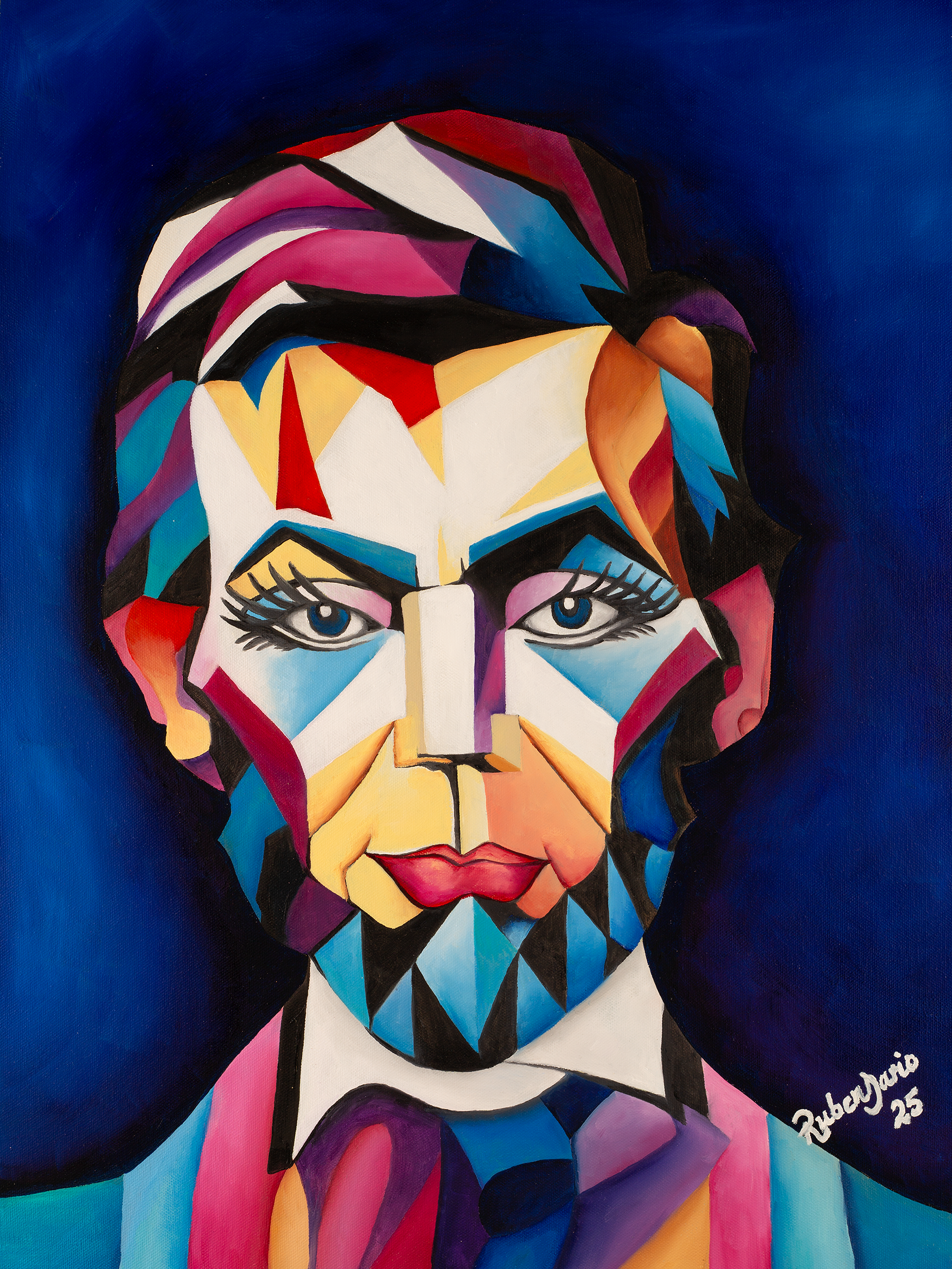 Lincoln in Blue - 18 × 24" Oil on Canvas