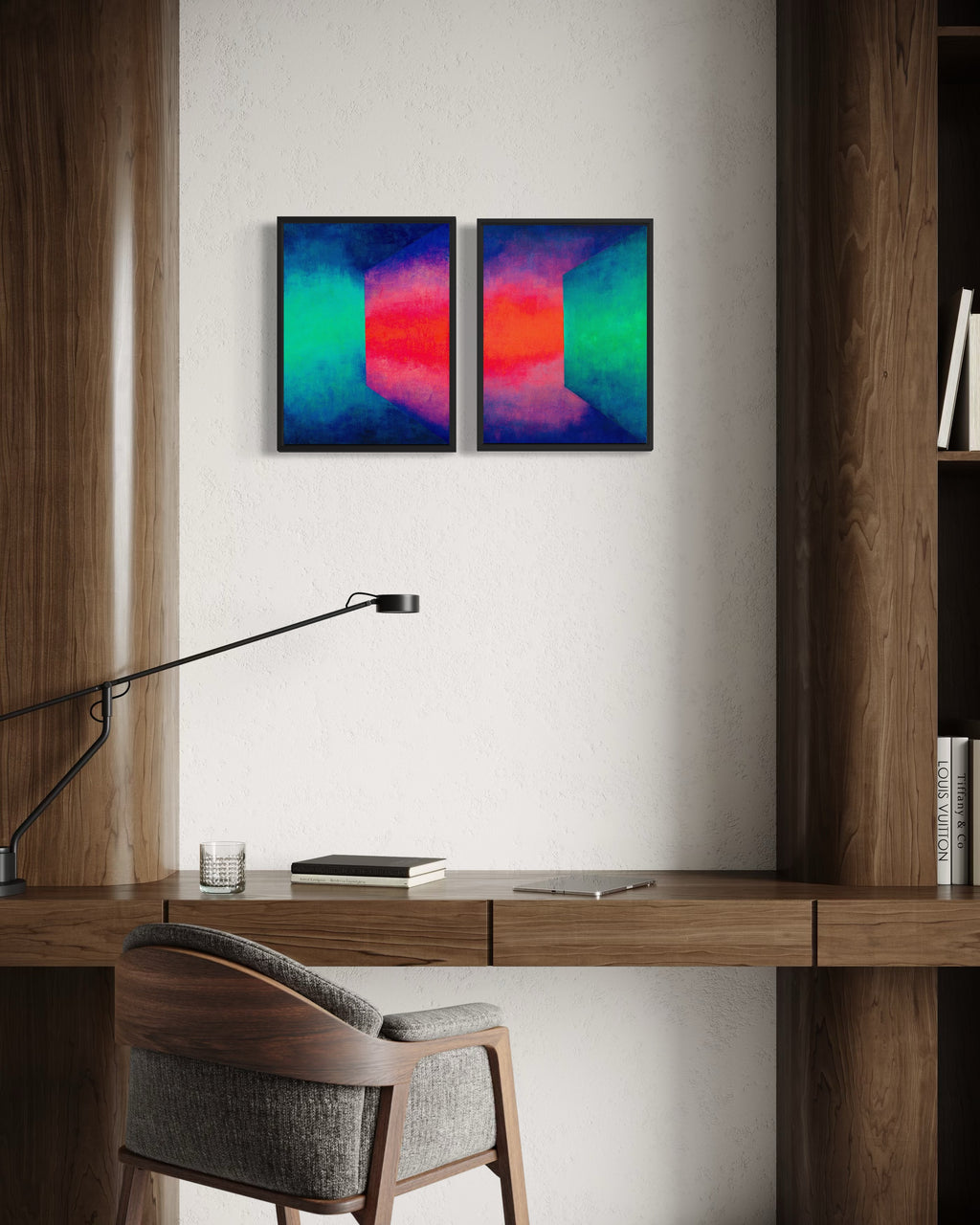 SUNSET PORTALS - Set of two framed pieces 12"x16" - oil on canvas