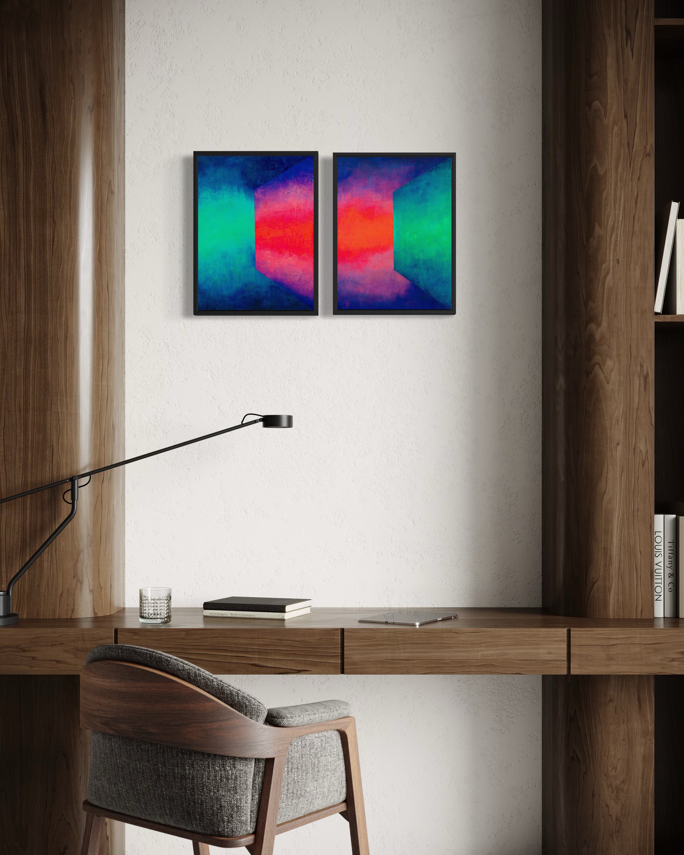 SUNSET PORTALS - Set of two framed pieces 12"x16" - oil on canvas