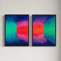SUNSET PORTALS - Set of two framed pieces 12"x16" - oil on canvas