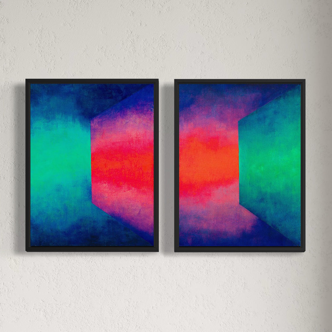 SUNSET PORTALS - Set of two framed pieces 12"x16" - oil on canvas