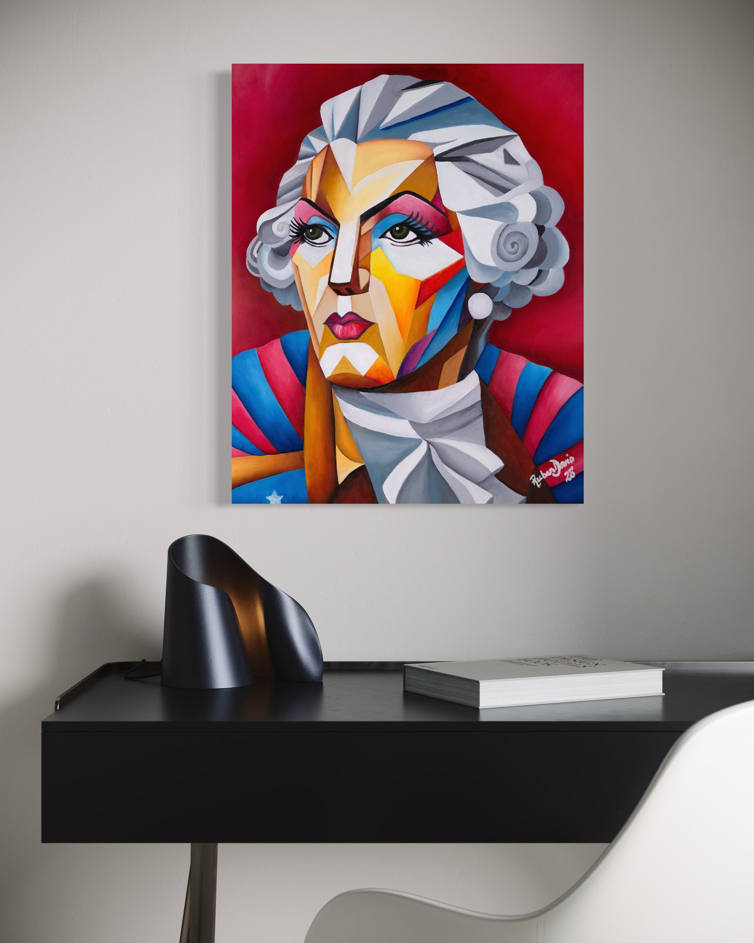 Washington in Red - 18 × 24" Oil on Canvas