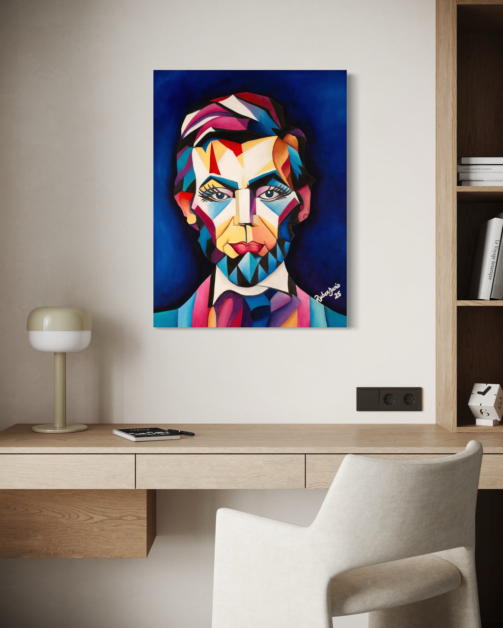 Lincoln in Blue - 18 × 24" Oil on Canvas