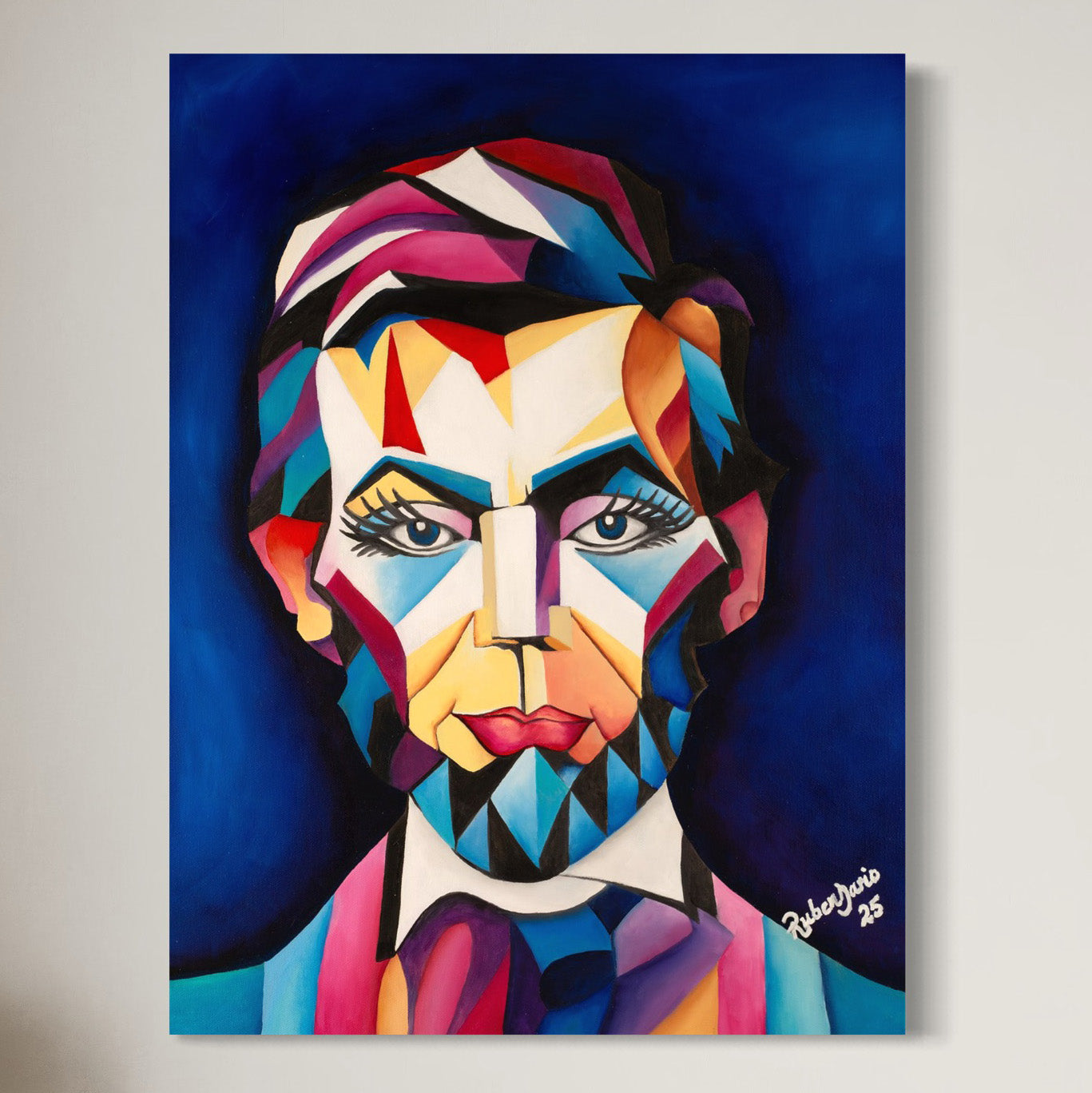 Lincoln in Blue - 18 × 24" Oil on Canvas